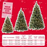 Wija Kerstboom met verlichting, kunstkerstboom met lichtketting, 350 warm wit licht en kunstsneeuwcoating, 850 takken en houten standaard, van PE-spuitgietwerk en pvc, 180 cm
