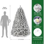 Kerstboom 210 cm, met verlichting, led, witte decoratie met afstandsbediening, 470 warmwitte lampen, opvouwbare standaard, sneeuwtakpunten voor feestdecoratie op kantoor