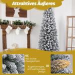 Kunstkerstboom, potlood, 180 cm, dennenboom met sneeuw, kerstboom met 460 takken en inklapbare metalen standaard, slanke kunstboom, Kerstmis voor thuis, op kantoor (groen)