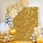 Schimmernder Wandhintergrund – Glänzende goldene Pailletten, 24 Paneele, Glitzer-Bling-Hintergrund, Dekorationen, 3D-Wandpaneel für Party, Geburtstag, Hochzeit, Verlobung, Jahr