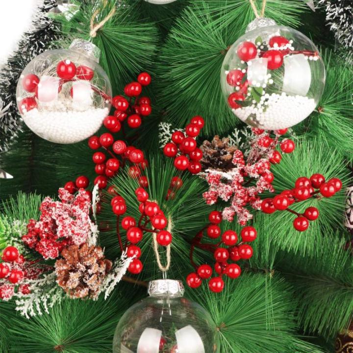 Kunstrode bessen voor kerstboom, decoratie, hulstbessen, takken, decoraties voor Kerstmis, thuis, hulstbessen voor handwerk, winter, vakantie, bruiloft, decoratie, 20 stuks