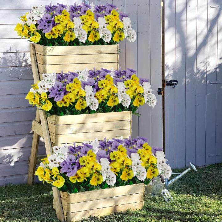 9 Bundels Outdoor UV Bestand Nep Bloemen Zomer Decoratie Bloemen DIY Tafels Party Thuis Groen Struiken Planten Huis Tuin Decor