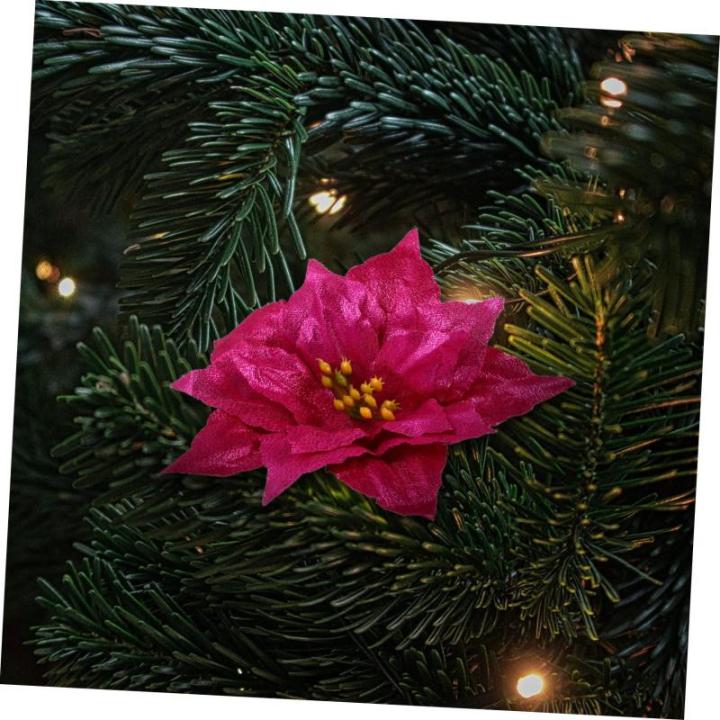 7St künstliche Blumen Weihnachtsblume Kerzenhalter Rot goldene Kerzen Mini Hochzeitsdeko weihnachtsdeko künstliche Pflanzen kunstpflanze Dekor Weihnachtskranz Blumen Sport