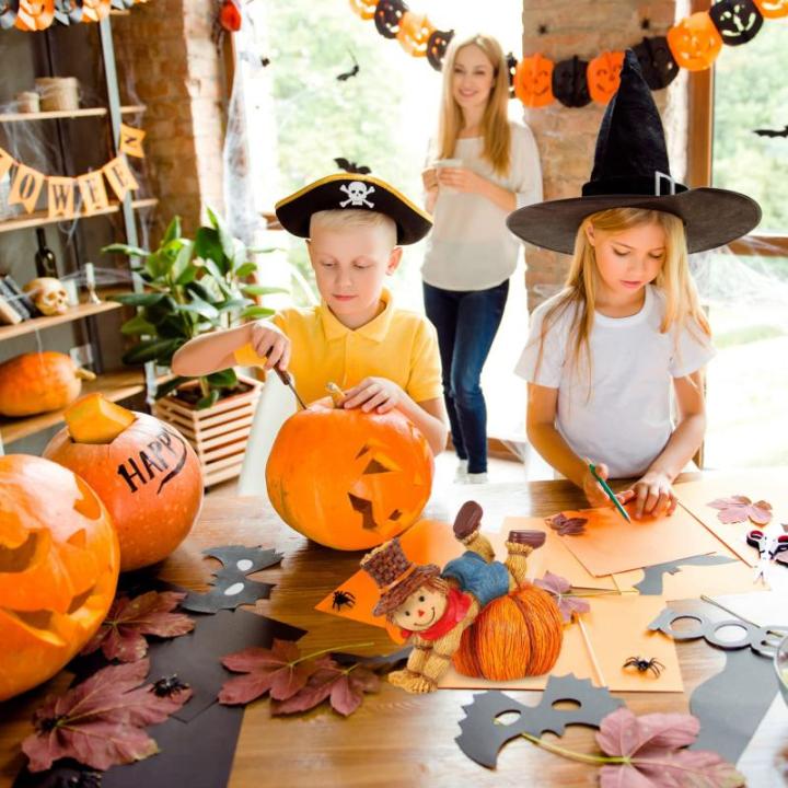 1stk Kürbis-Vogelscheuche Vogelscheuche Kürbis Tischdekoration Halloween-Vogelscheuche-Requisite Halloween Tischdekoration Künstliche Halloween-kürbisse Harz Spielzeug Herbst