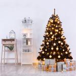 Kunstkerstboom, 180 cm, zwart, kerstboom met 1036 takpunten en metalen standaard, dennenboom voor thuis, kantoor, school, winkels