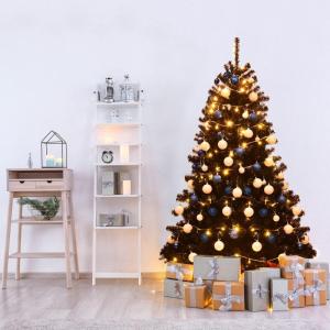 Kunstkerstboom, 180 cm, zwart, kerstboom met 1036 takpunten en metalen standaard, dennenboom voor thuis, kantoor, school, winkels