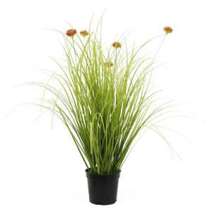 Kunstgras, kunstgras, decoratieve plant, kamerplant, groene plant, kunstmatige plant, decoratie, in zwarte pot, zeer realistisch, groen (63 cm - artikelen. MN-KP-2223)