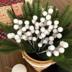16 stuks bessendecoratie Kerstmis, kunstbessentak, kunstbessentak, witte bessentakken, decoratie voor kerstdecoratie, boeketten, woondecoratie, doe-het-zelf handwerk