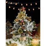 Kunstkerstbloemen, mix van zijden bloemen, kunstrozen met stelen voor zelfgemaakte bruiloft, bruidsboeketten, tafeldecoratie, woondecoratie.