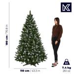 Diamantgrenen met zilveren bolletjes en rijp, kerstboom 180 van pvc-folie, kunstkerstboom met 385 takken, dennenboom met kunststof standaard, diameter ca. 110 cm (sneeuwvlok 180 cm