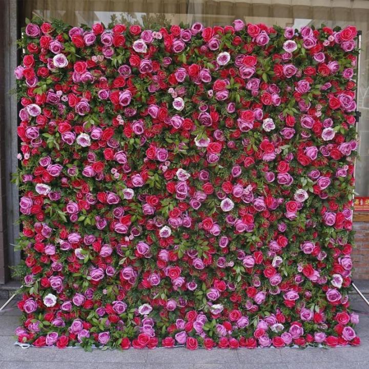 Blumen-Wandpaneel-Set, Künstlicher Wandblumen-Hintergrund, 3D-Seiden-Hortensien-Rosen-Blumenpaneel Für Fotohintergrund, Zuhause, Party, Hochzeit, Hintergrunddekoration(2M*2M)