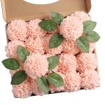 , 20 stuks dahlia-bloemen met bladeren en stelen, doe-het-zelf roze dahlia-schuim bloem voor bruiloft, boeketten, bloemen, centerpieces, arrangementen feesttafels,