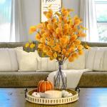 6 eucalyptus decoratieve kunstherfstbladeren takken, kunstbloemen herfstbloemen herfstbloemen kunstbladeren, herfsttakken herfstbladeren decoratieve takken geel voor herfstdecorati