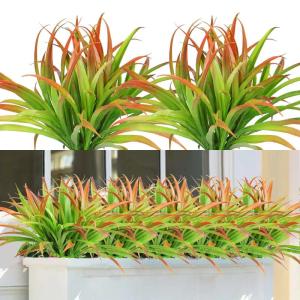 , 6 stuks, 40 cm, gras, , herfst, kunststof planten, binnen en buiten, uv-bestendig, groen kunstgras voor thuis, raam, tuin, terras, pad, veranda, decoratie