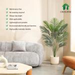 Kunstpflanze Palmen 150 cm Plastik Künstliche Pflanze Groß Areca Palme im Topf Wohnzimmer Balkon Schlafzimmer Grün Deko (2 Pack)