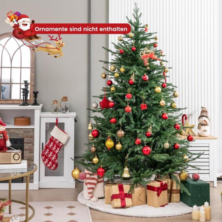 180 cm kunstkerstboom verlicht, scharnierende kerstboom met 8 lichtstanden, 280 warmwitte LED-lampjes, 788 takuiteinden van PE & PVC, dennenboom, kunstkerstboom, groen