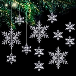 25 stks Kristallen Sneeuwvlok Kerstboom Ornamenten Acryl Sneeuwvlok Opknoping Kerst Decoratie Winter Wonderland Sneeuwvlok Opknoping Hangers Voor Kerstboom Thuis Feestbenodigdheden