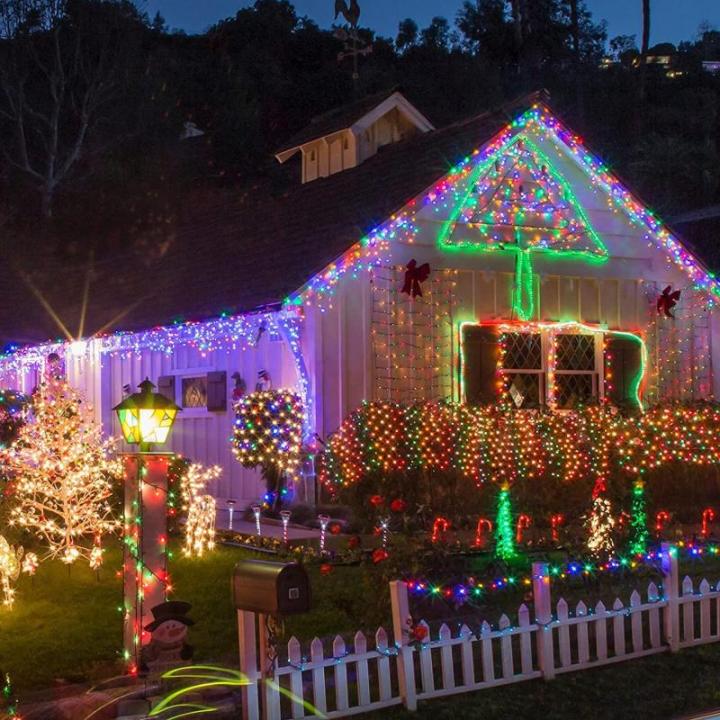 Kleurrijke Outdoor Kerstverlichting 10M 100 LEDs Koperdraad Lichtgevende Kettingen Indoor Waterdicht 8 Modi Lichtgevende Garland Fairy Lights Decoratief voor Kerst Tuin Home Party 