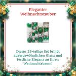Set van 29 - kerstversiering groen zilver wit om op te hangen - kunststof kerstboomversiering