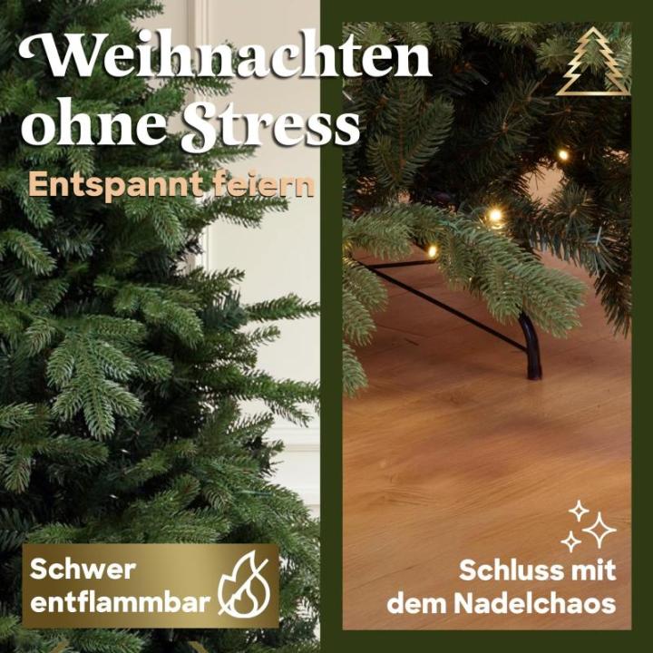 Kunstkerstboom, 180 cm, inclusief metalen standaard, natuurgetrouw met dichte takken, kunstkerstboom voor binnen en buiten, kunstkerstboom
