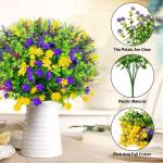 12 bundels voor buiten, kunststruiken, decoratie, UV-bestendig, balkonplanten, struiken, plastic bloemenboeket voor het ophangen van plantenbakken, veranda, vaas, tuin