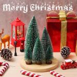 Kunstmatige mini-kerst, een set van 5 stuks miniatuur sisal matte kerst flessenborstel voor Kerstmis thuis tafelblad decor (groen)