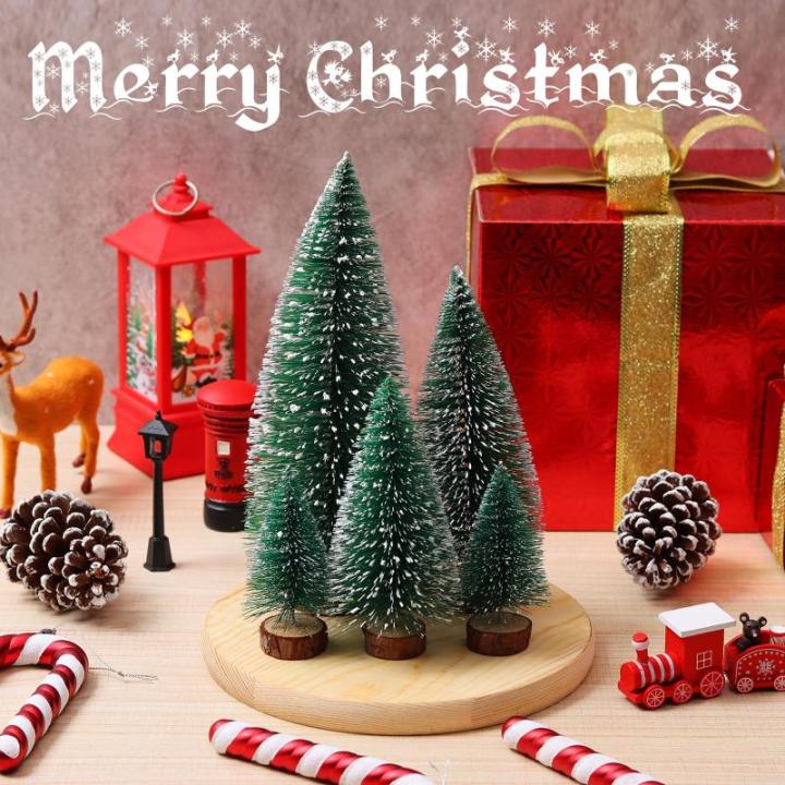 Kunstmatige mini-kerst, een set van 5 stuks miniatuur sisal matte kerst flessenborstel voor Kerstmis thuis tafelblad decor (groen)