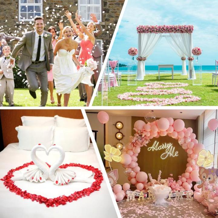 1200 stück Künstliche Rosenblätter, Romantische Rosenblätter Deko, Künstliche Rosenblüten Getrocknet für Hochzeit, Valentinstag, Jahrestag, Tischdekoration, Geburtstag, roma