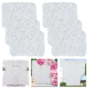 Blumenwandpaneele weiß – Blumenwandhintergrund, Seidenblumen-Panel für Zuhause, Blumenwandpaneele, Hochzeitshintergrund, Abschlussfeier, 12 Packungen