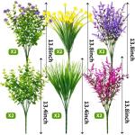 12 bundels voor buiten, kunststruiken, decoratie, UV-bestendig, balkonplanten, struiken, plastic bloemenboeket voor het ophangen van plantenbakken, veranda, vaas, tuin