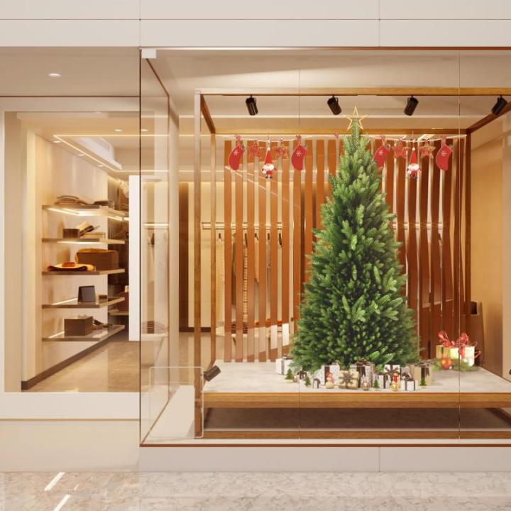 Kunstkerstboom 150 cm premium dennenboom kunstgroen PVC, levensechte spuitgietelementen, edelspar snel op te bouwen, brandbaar, incl. kerstboomstandaard (1,5 m)
