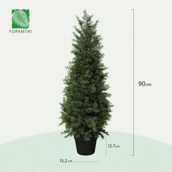 Kunstplant ceder 90 cm in pot, coniferen kunstmatig outdoor UV beschermd voor huis woonkamer tuin veranda decoratie (1 stuks)
