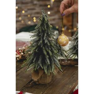Xmas Weihnachtsbaum, Höhe 20 cm, Sockel aus Jute mit Schnee-Effekt