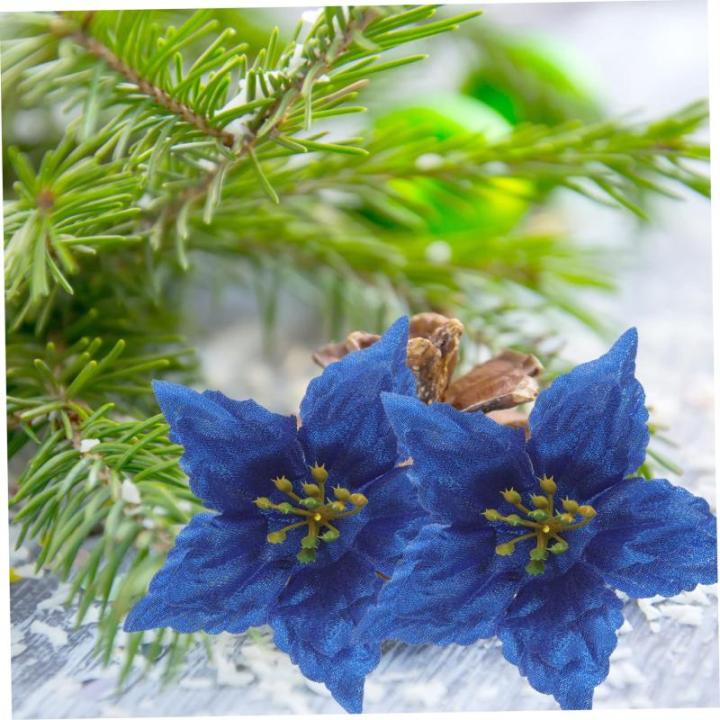 7st Künstliche Blumen Weihnachtskugeln Weihnachtsschmuck Aus Silbernem Weihnachtsstern Künstliche Weihnachtsblumenverzierung Weihnachtspicks Und Sprays Mini Mittelstücke Tür Sp