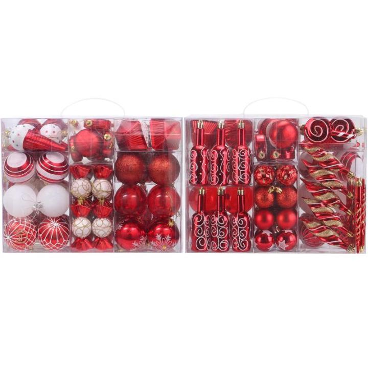 80-pack geassorteerde onbreekbare kerstbalversieringen set decoratieve Hangers met herbruikbaar handgeschenkpakket voor kerstboom