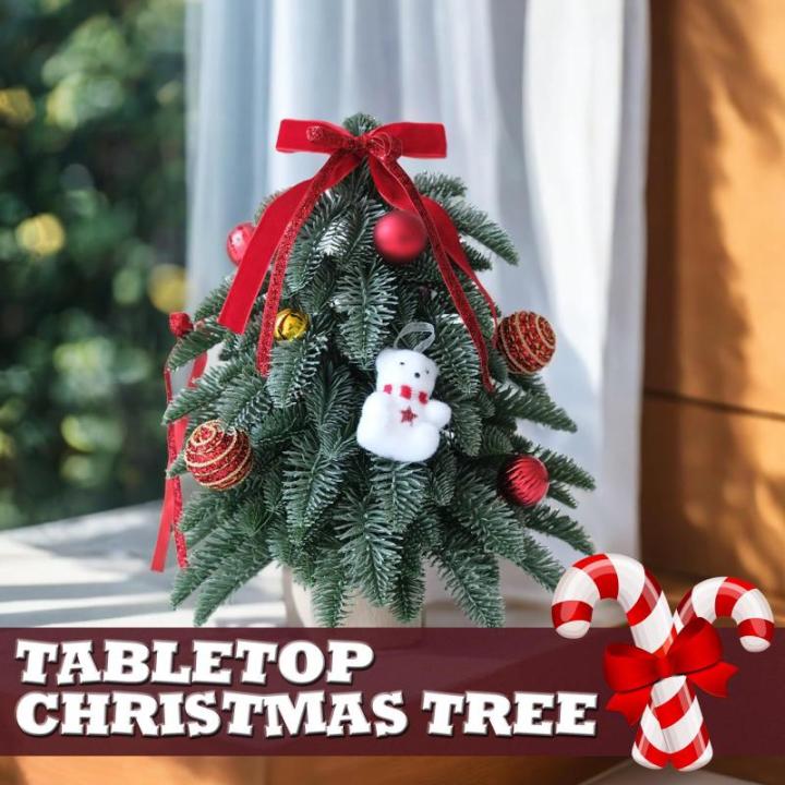 Kleine groene kerstboom, simulatie tafelkerstboom, kleine kerstboom en doe-het-zelfdecoraties, 51 PE-tips, mini-kerstboom voor binnen en buiten, voor een feestelijke touch