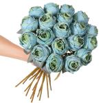 10 stuks kunstmatige rozen, blauw, 50 cm hoog, enkele roos, lange steel, namaakbloem, zijden bloesem, roos, realistische bloem voor tafel, kantoor, feest, bruiloft, woondecoratie (