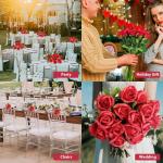 Kunstrozen, 15 stuks, kunstbloemen, net echt, lange stem, kunstrozen, kunstbloemen voor doe-het-zelf, bruiloftsdecoratie, bruidsboeket, tuin, feest, hotel, kantoor, decoratie, roze