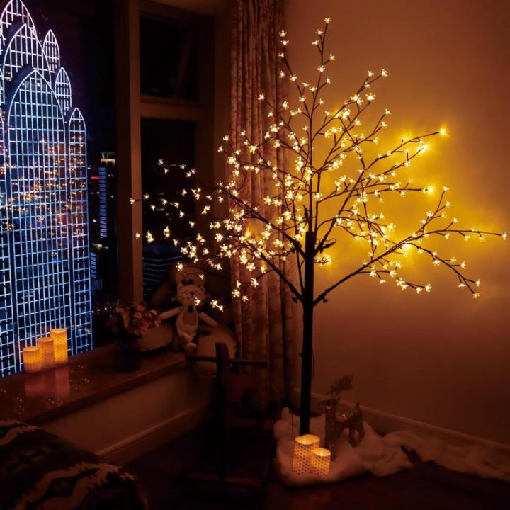 CushHom Led-lichtboom voor binnen en buiten, voor binnen en buiten, kersenbloesemboom, lichtdecoratie, warmwit, IP44, 180 cm, 336 leds