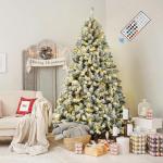Kerstboom 210 cm, met verlichting, led, witte decoratie met afstandsbediening, 470 warmwitte lampen, opvouwbare standaard, sneeuwtakpunten voor feestdecoratie op kantoor
