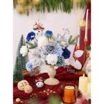 Künstliche Weihnachtsblumen, Mischung aus Seidenblumen, künstliche Rosen mit Stielen für selbstgemachte Hochzeit, Brautsträuße, Tischdekoration, Heimdekoration.