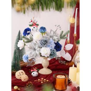 Künstliche Weihnachtsblumen, Mischung aus Seidenblumen, künstliche Rosen mit Stielen für selbstgemachte Hochzeit, Brautsträuße, Tischdekoration, Heimdekoration.