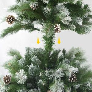 Kunstkerstboom extra gevuld met gecombineerde dubbele bladeren 150-240cm met metalen standaard (Groente, 210cm 960Tips)