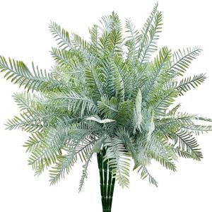 4 Bündel Gefrostetes Grün Faux Farne,Künstliche Boston Farn,UV-beständige Pflanzen,Greenery Künstliche Bündel künstliche Farnstämme Home für Indoor Outdoor Garten Patio De