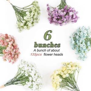 Set van 6 kunstmatige Gypsophila Babies Breath , boeketten, decoratie voor bruiloft en verjaardag, DIY, meerkleurig