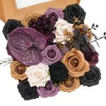 Halloween Künstliche Blumen Schwarze Blumen Mix Seidenblumen Gefälschte Rosen mit Stielen für DIY Hochzeit Brautsträuße Babyparty Blumenarrangement Tischdekoration Heimdekorat