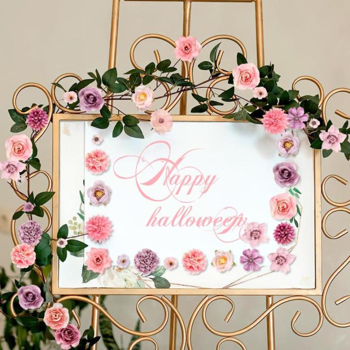 40 stuks , bloemen om te knutselen met 9 stijlen, , mini-zijden bloemen, kunstbloemkoppen voor bruiloft, thuis, doe-het-zelf handwerk, scrapbooking, decoratieve