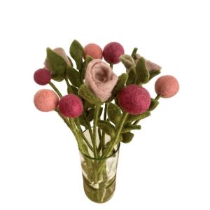 - Vilten bloemen boeket bloemen van vilt - boeket - Fair Trade - handgemaakt (rozenrood)