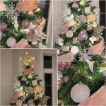 Kerstboomset met kunstbloemen, versierde kerstboom, doe-het-zelf met boomrok, sterkant, ballen, kerstboom voor bruiloften, fee bomen, kerstboom, 180 cm