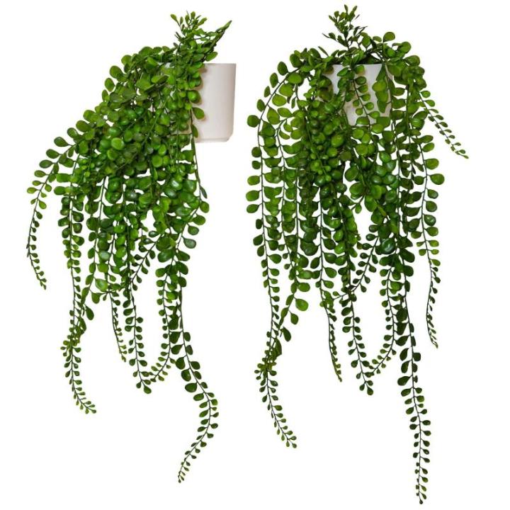 x2 nepplanten kunstmatige planten indoor hangende planten in plastic plantenpotten faux planten voor binnenshuis decoratieve kunstmatige flora kunstmatige indoor opknoping planten